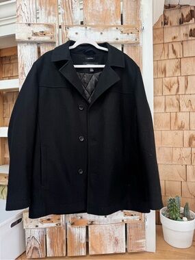 Claiborne Classic Black Single-Breasted Wool Coat